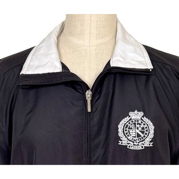 Lauren Ralph Lauren Jacket Black Full Zip M Full Zip Crest Windbreaker Old Money - Picture 6 of 13